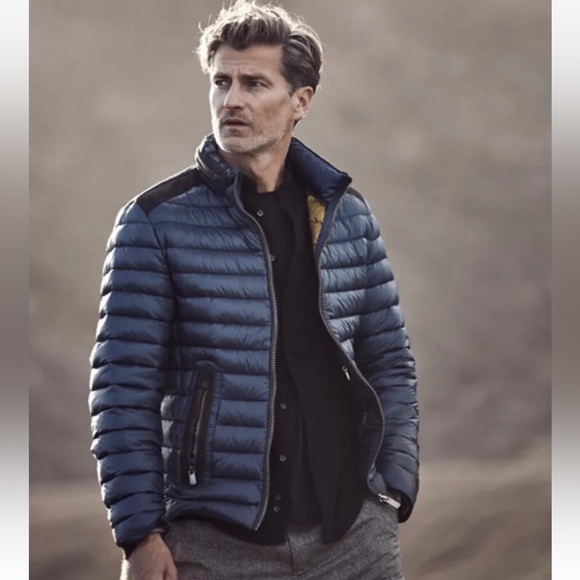 Milestone Trenton Down Mens Sz L Light Heavyweight Quilted Jacket Navy Blue - Picture 1 of 9